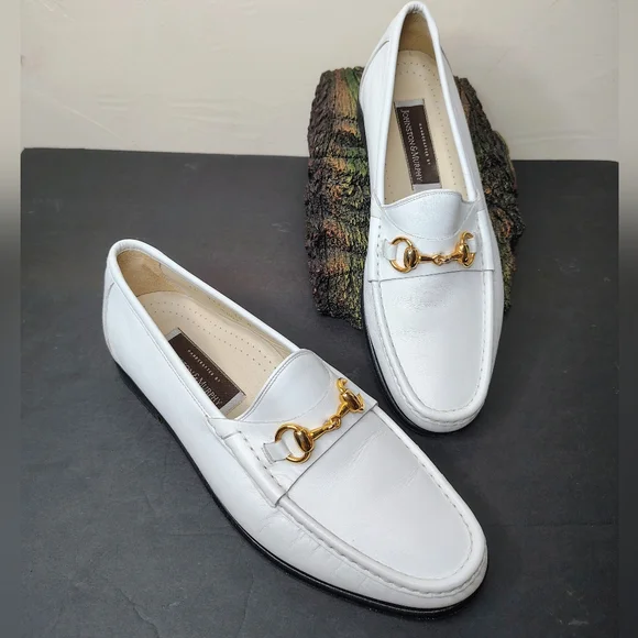 Johnston & Murphy | Shoes | Johnston Murphy Horsebit Loafers Mens White Gold  Stitched Toe Oxford Dress Shoes | Poshmark